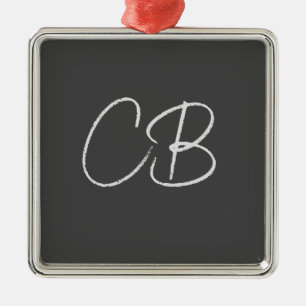Professionell Modern Monogram Minimalist Initialer Julgransprydnad Metall