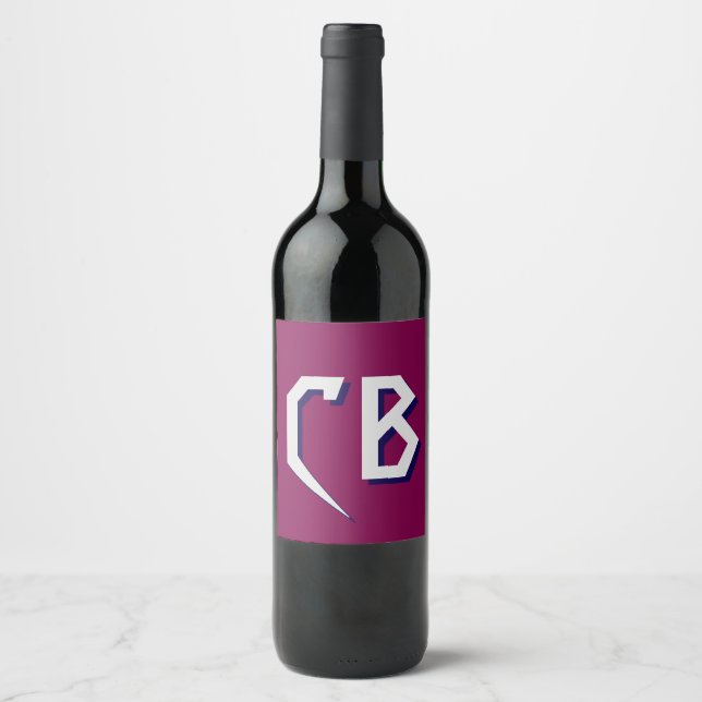 Professionell Modern Monogram Minimalist Initialer Vinflaska Etikett (Framsida)