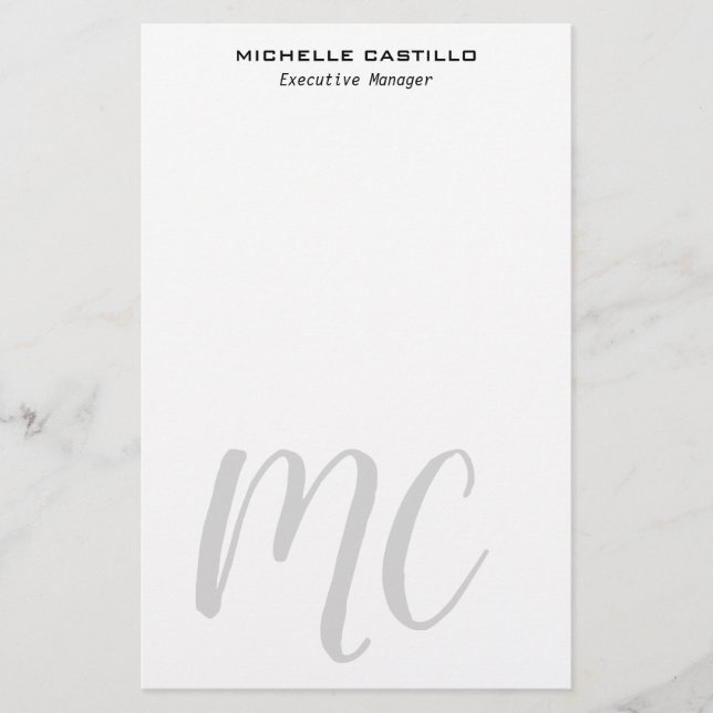 Professionell Modern Monogram Minimalistisk Brevpapper (Framsida)