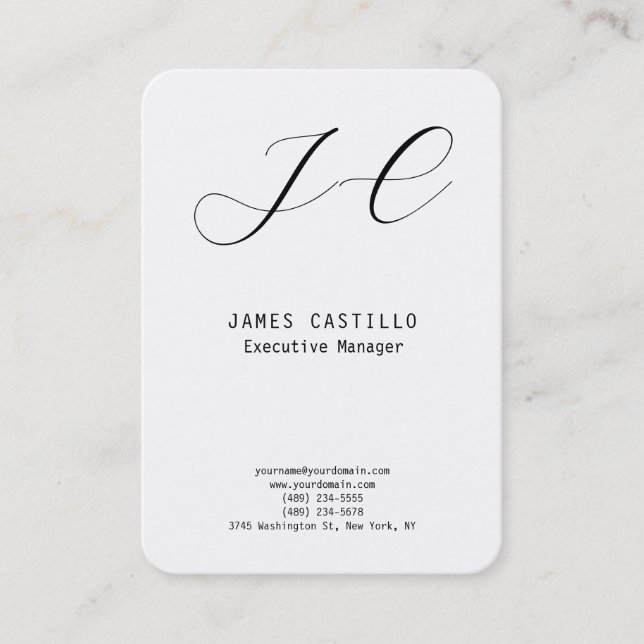 Professionell Modern Monogram - minimalistiskt, fe Visitkort (Framsida)