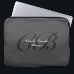 Professionell Modern Monogram minimalistiskt Grått Laptop Fodral<br><div class="desc">Du kan enkelt ändra tecknen Typsnitt,  Bakgrundsbild och Färg,  Brev.</div>