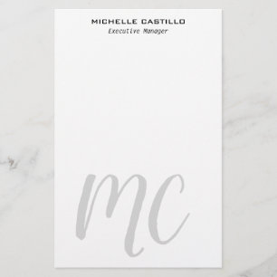Professionell Modern Monogrammad Minimalist Brevpapper