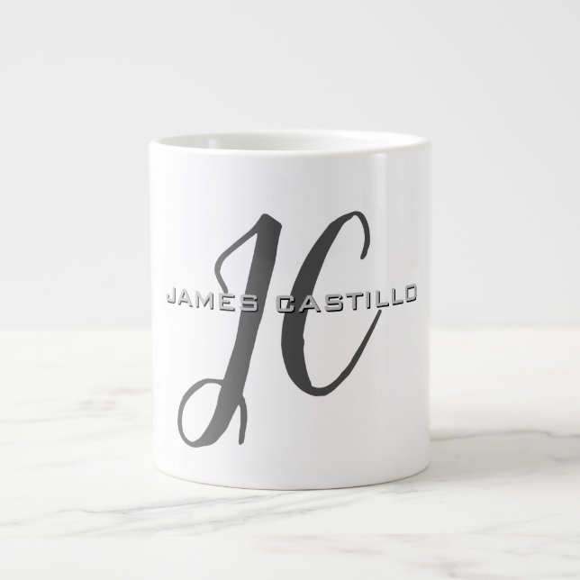 Professionell Modern Monogrammad Minimalist Jumbo Mugg (Framsidan)