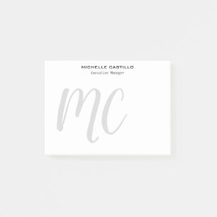 Professionell Modern Monogrammad Minimalist Post-it Block