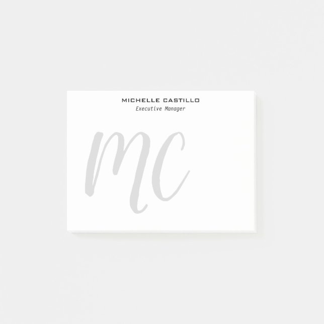 Professionell Modern Monogrammad Minimalist Post-it Block (Framsida)