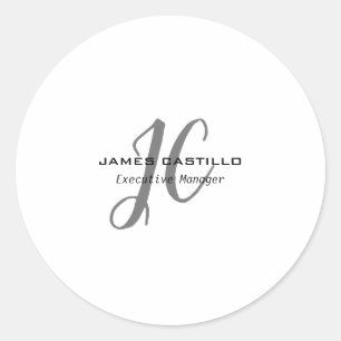 Professionell Modern Monogrammad Minimalist Runt Klistermärke