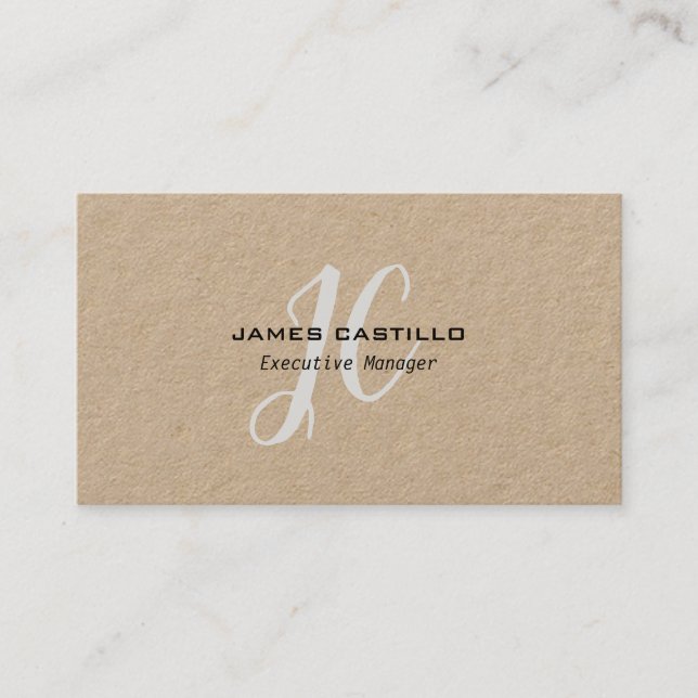 Professionell Modern Monogrammed Minimalist Kraft Visitkort (Framsida)