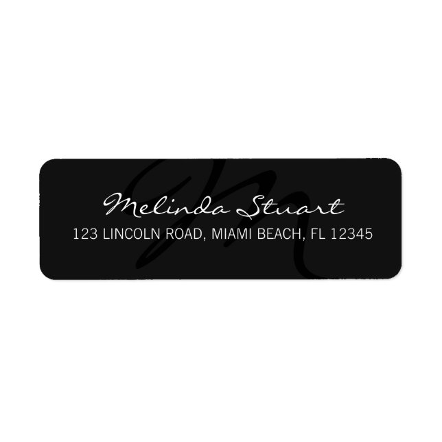 Professionell Modern Mörk Grått Monogram Returadress Etikett (Framsidan)