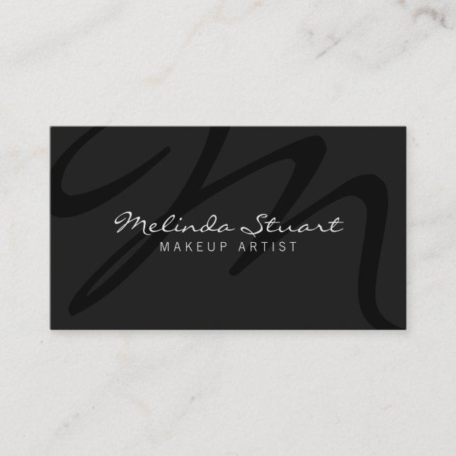 Professionell Modern Mörk Grått Monogram Visitkort (Framsida)