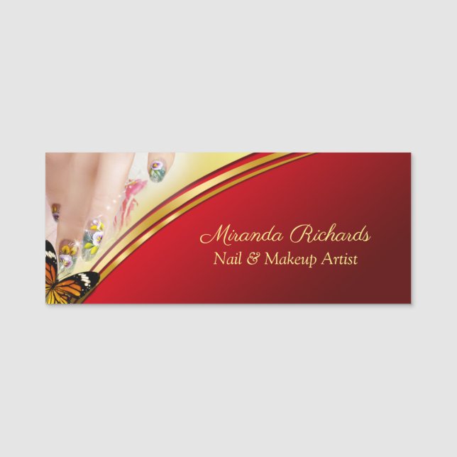 Professionell Modern Nail Art Makeup Artist Namnbricka (Framsida)