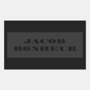 Professionell Modern Namn   Grått och svart Mörk Rektangulärt Klistermärke