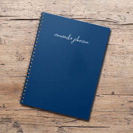 Professionell Modern Navy Blue Monogram Fullt Namn Anteckningsbok