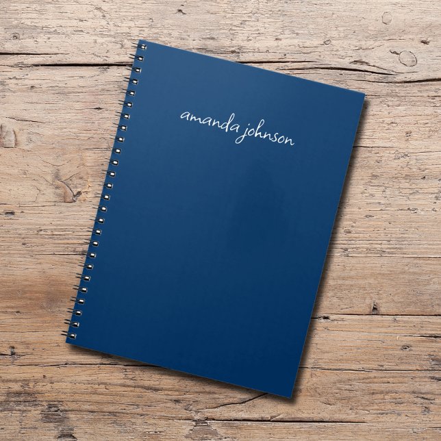 Professionell Modern Navy Blue Monogram Fullt Namn Anteckningsbok (Skapare uppladdad)