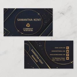 Professionell Modern Navy & Guld Affärskort Visitkort