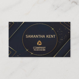 Professionell Modern Navy & Guld Affärskort Visitkort