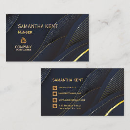 Professionell Modern Navy & Guld Affärskort Visitkort