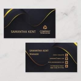 Professionell Modern Navy & Guld Affärskort Visitkort
