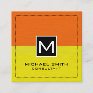 Professionell Modern Orange Gul Stilren Monogram Fyrkantigt Visitkort