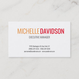 Professionell Modern Orange Red White Minimalist Visitkort