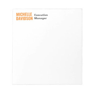 Professionell Modern Orange Vit Minimalistisk Enke Anteckningsblock