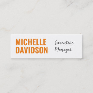 Professionell Modern Orange Vit minimalistisk slap Mini Visitkort