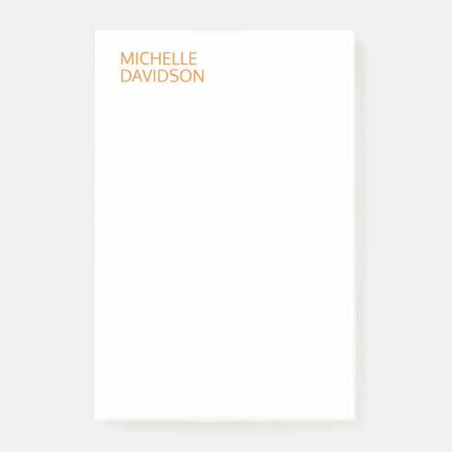 Professionell Modern Orange Vit minimalistisk slap Post-it Block (Framsida)