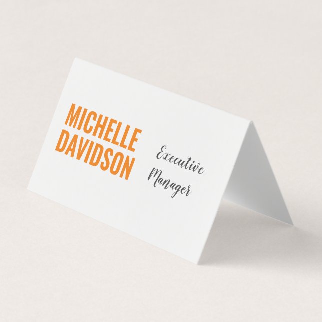 Professionell Modern Orange Vit minimalistisk slap Visitkort (Framsida)