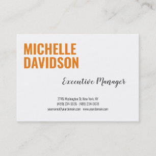 Professionell Modern Orange Vit minimalistisk slap Visitkort