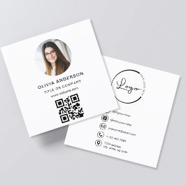 Professionell Modern Photo QR Code Social Media Fyrkantigt Visitkort