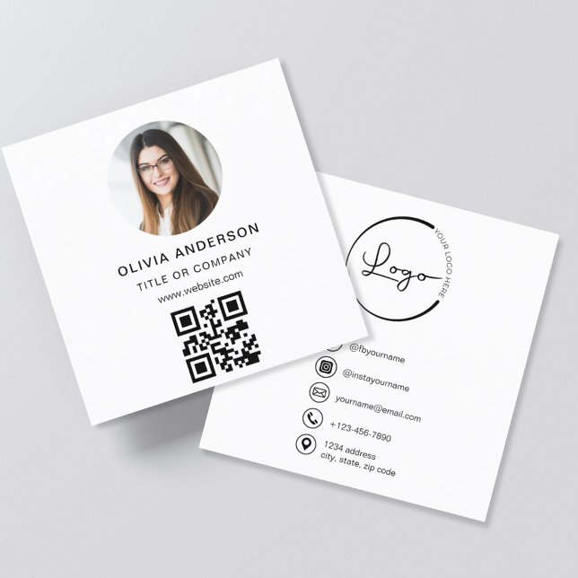 Professionell Modern Photo QR Code Social Media Fyrkantigt Visitkort (Skapare uppladdad)