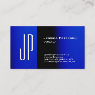 Professionell Modern Plain Blue Bold Monogram Visitkort