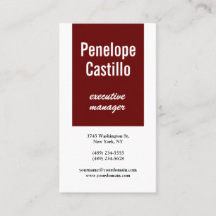 Professionell Modern Plain Brownish Mörk Red White Visitkort