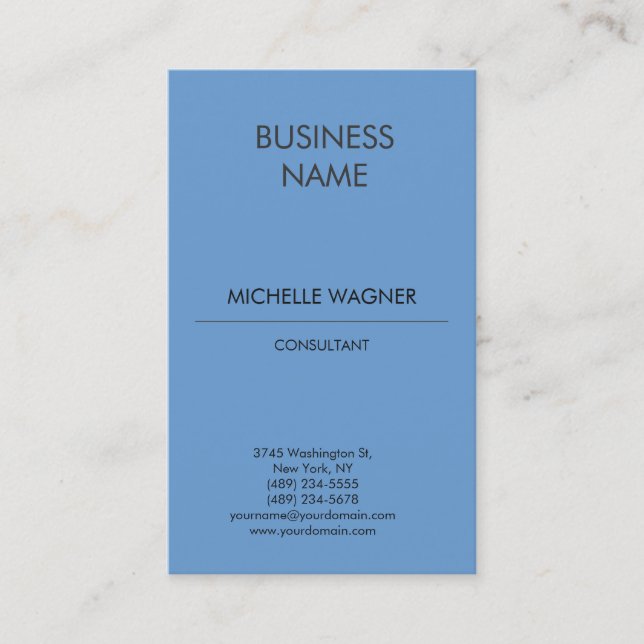 Professionell Modern Plain Elegant Blue Grått Visitkort (Framsida)