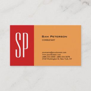 Professionell Modern Plain Monogram Red Orange Visitkort