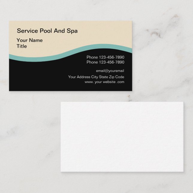 Professionell Modern Poolservice Visitkort (Fram/baksida)