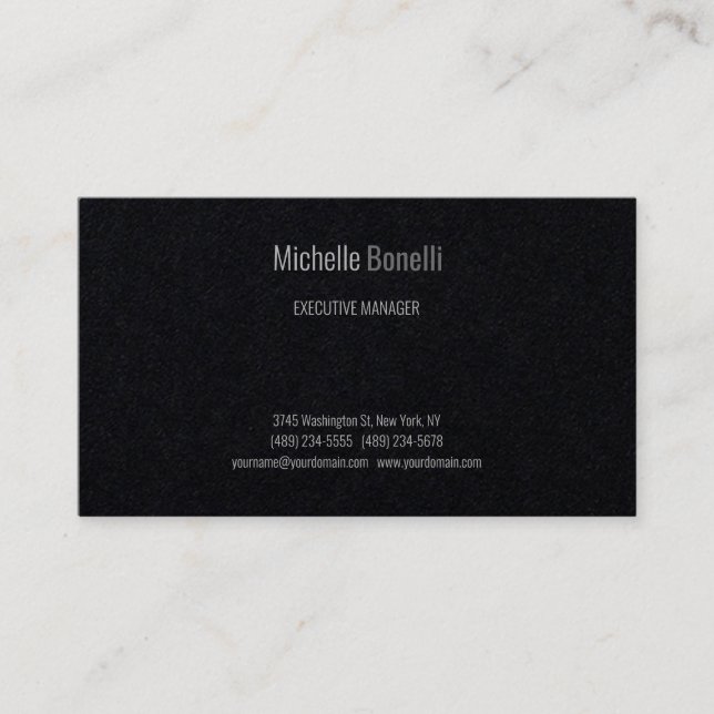 Professionell Modern Premium Black Minimalist Visitkort (Framsida)