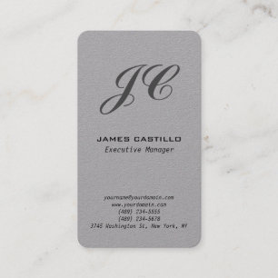 Professionell Modern Premium Grått Monogram Visitkort