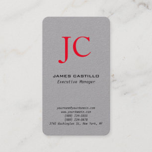 Professionell Modern Premium Grått Red Monogram Visitkort