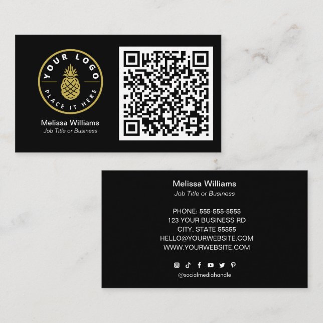 Professionell Modern QR-Anpassningsbar, Logotyp Bl Visitkort (Fram/baksida)