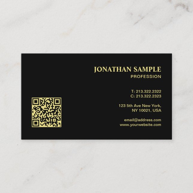 Professionell Modern QR-kod Minimalistisk Svart Oc Visitkort (Framsida)