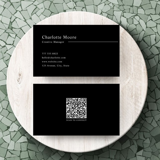 Professionell Modern QR-kod Svart och Vit Visitkort (Skapare uppladdad)