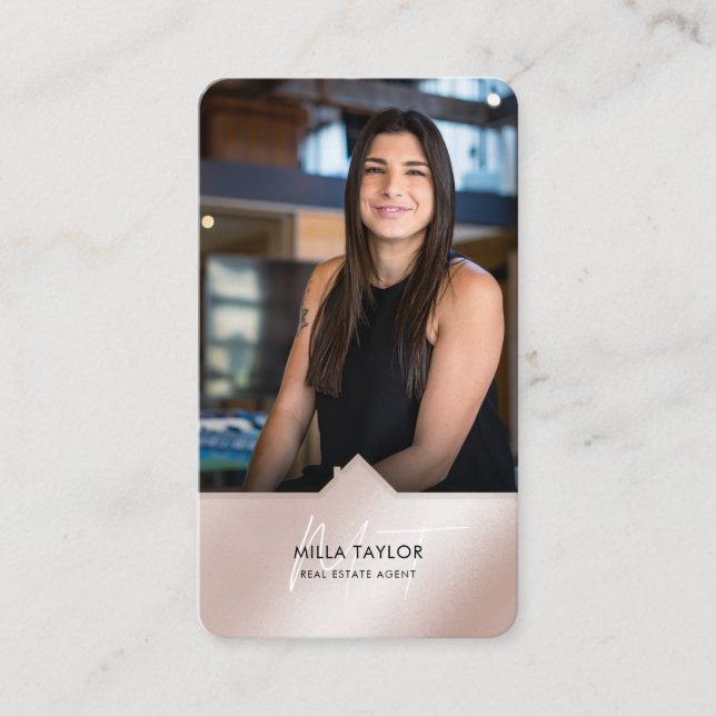 Professionell Modern Real Gods Monogram Photo Visitkort (Framsida)