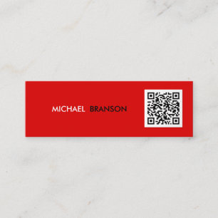 Professionell Modern RED Black Minimalist QR CODE Mini Visitkort
