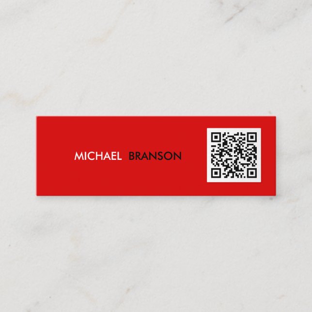 Professionell Modern RED Black Minimalist QR CODE Mini Visitkort (Framsida)