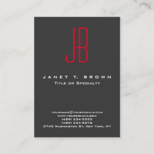 Professionell Modern Red Monogram Grått Visitkort