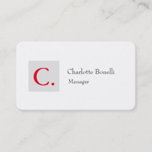 Professionell Modern Red Monogram - minimalistisk Visitkort