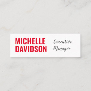 Professionell Modern Red White Minimalist Plain Mini Visitkort