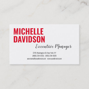Professionell Modern Red White Minimalist Plain Visitkort