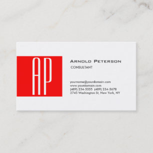 Professionell Modern Red White Monogram Visitkort