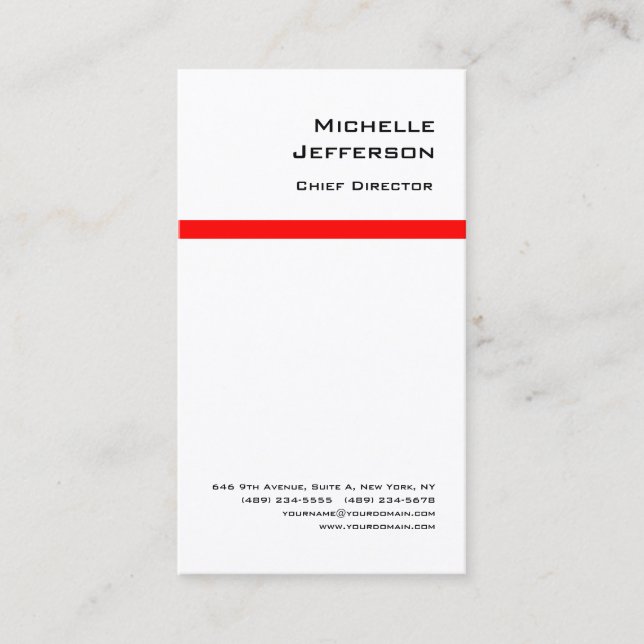 Professionell Modern Red White Visitkort (Framsida)